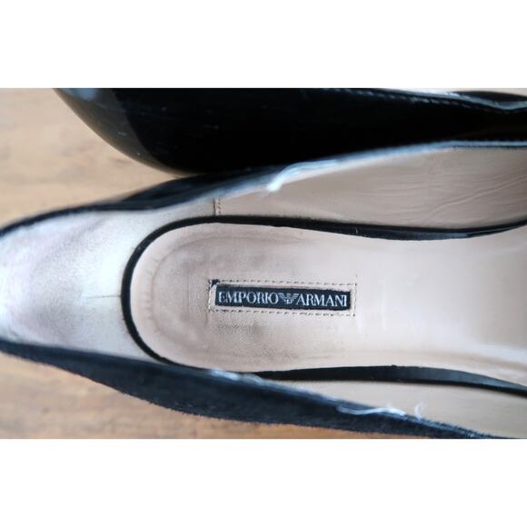 EMPORIO ARMANI Suede Patent Leather Pointy Toe Ballet Flat YOOX 38.5 8.5 $695 - Picture 9 of 11